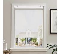 AOSKY Cordless Roller Shades for Windows Light Filtering Shades with 5% Openness Solar Screen Semi Sheer Roller Blinds UV Protection for Office and Home. Easy to Install 32" W x 72" H (White)