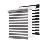 AOSKY Cordless Zebra Blinds for Windows Pull Down Roller Window Shades Dual Layer Light Filtering Privacy for Day and Night, Free-Stop Door Shades for Home Easy to Install (29" W X 72" H, Grey)