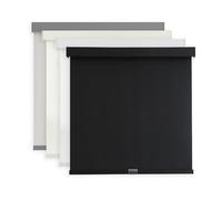 AOSKY Light Filtering Roller Shades Cordless Blinds for Windows, Free-Stop Shades with Valance, 99% Blackout, Thermal Insulated Fabric, UV Protection, Natural Woven Blinds（25" W x 72" H, Black）