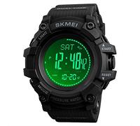 AOSLSI Watch Compass, Altimeter Barometer Thermometer Temperature, Pedometer, Military Army Waterproof Outdoors Sport Digital Watch for Men, Black-A