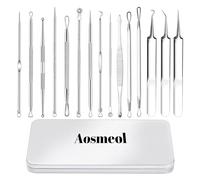 Aosmeol Acne Removal Kit, 15 PCS Stainless Steel Pimple Popper Tool Kit, Blackhead Remover Comedone Extractor Tools for Forehead Nose Face