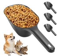 Aosnare 3PCS Dog Food Scoop, 1 Cup Plastic Pet Food Scoop with Measuring Lines 1/2 Cup and 1 Cup for Dogs, Cats, Birds and Rabbits (3 Black)