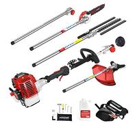 AOSOME Multi Function 5 in 1 Garden Tool - Hedge Trimmer, Brush Cutter, Chainsaw Pruner, Grass Trimmer & Extension Pole - 2 Stroke Petrol Engine 52CC/2.2KW/3HP