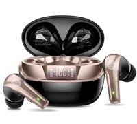 AOSRAU Wireless Earbuds, Bluetooth 5.4 Earphones with 4 ENC Noise Cancelling Mic, 47H Playtime HiFi Stereo Deep Bass, IP7 Waterproof Wireless Headphones, LED Display, USB-C Fast Charging (Black)