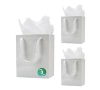 Aosric 2 Pack 8x5x10 In White Gift Bags with Tissue Paper, Ribbon & Greeting Card - Large Durable & Reusable Shopping Bag for Clothing, Shoes, Toys, Birthday, Wedding, Baby Shower,