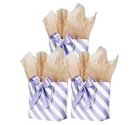Aosric 3 Pack Stripe Tote Gift Bags with Bow Ribbon & Tissue Paper - 7.48x3.54x7.9 Elegant Small Cardstock Gift Bag with Base Support for Party Favor, Birthday, Wedding, Christmas, Baby Show