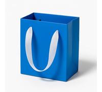 Aosric Blue Gift Bags with Handles, 12 Pcs 4"x2.7"x4.5" Durable, Reusable, Foldable Small Cardstock Paper Bags for Party Favors, Christmas, Baby Shower, Birthday, Wedding, Shopping, and Retail Use