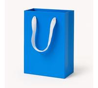Aosric Blue Gift Bags with Handles, 12 Pcs 7"x4"x9" Durable, Reusable, Foldable Small Cardstock Paper Bags for Party Favors, Christmas, Baby Shower, Birthday, Wedding, Shopping, and Retail Use