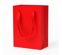 Aosric Red Gift Bags with Handles, 12 Pcs 5"x4"x8" Durable, Reusable, Foldable Small Cardstock Paper Bags for Party Favors, Christmas, Baby Shower, Birthday, Wedding, Shopping, and Retail Use