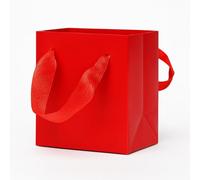 Aosric Red Gift Bags with Handles, 30 Pcs 4"x2.7"x4.5" Durable, Reusable, Foldable Small Cardstock Paper Bags for Party Favors, Christmas, Baby Shower, Birthday, Wedding, Shopping, and Retail Use