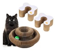 Aosrioylt Kitty Spin Cat, Interactive Cat Scratching Post, Feline Kingdom with Ball and Bell, Cardboard Game, for Durable Reversible Design, Suitable (2sets)