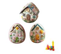 Aosrioylt Patchwork Felt Egg House DIY Kit,Handmade Embroidered Felt Easter Eggs Kit Easter Eggs Craft Decor with Material for Beginners Kids Adults Chick Eggs Ornaments Home(ALL)