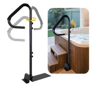 AOSSA Aluminium Spa/Hot Tub Safety Handrail - Black, Adjustable, Slide-Under Mount Base, Multipurpose Step Rail, Easy Installation