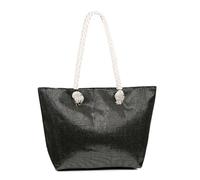 AOSSTA Extra Extra Large Sizse Canvas Flower Stripe Print Beach Bag for Women with Zipper Shopping Carrier Tote Bag, Check The Size (Black)