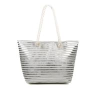 AOSSTA Extra Extra Large Sizse Canvas Flower Stripe Print Beach Bag for Women with Zipper Shopping Carrier Tote Bag, Check The Size (Striped Silver)