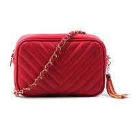 AOSSTA Women's Cross-Body Bag Designer Quilted Shoulder Bag for Women Handbag Tassel With Chain Strap (Red, S)