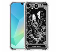 AOSSXIN The Lovers Tarot Card Case for Samsung Galaxy A16,Trippy Hippie Black Skull Pattern,Trendy Soft TPU Bumper Phone Cover,A16