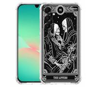 AOSSXIN The Lovers Tarot Card Case for Samsung Galaxy A26,Trippy Hippie Black Skull Pattern,Trendy Soft TPU Bumper Phone Cover,A26