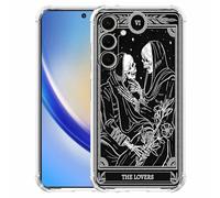 AOSSXIN The Lovers Tarot Card Case for Samsung Galaxy A54,Trippy Hippie Black Skull Pattern,Soft TPU Protective Cover Case Compatible with Galaxy A54