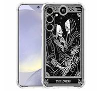 AOSSXIN The Lovers Tarot Card Case for Samsung Galaxy S24, Trippy Hippie Black Skull Case, Soft TPU Protective Cover, Compatible with Galaxy S24