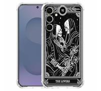 AOSSXIN The Lovers Tarot Card Case for Samsung Galaxy S25,Trippy Hippie Black Skull Pattern,Soft TPU Protective Cover Case Compatible with Galaxy S25