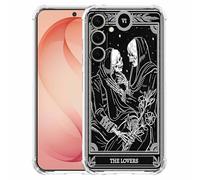 AOSSXIN The Lovers Tarot Card Case for Samsung Galaxy S26,Trippy Hippie Black Skull Pattern,Trendy Soft TPU Bumper Phone Cover,S26