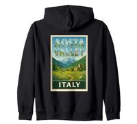 Aosta Valley Italy Vintage Travel Souvenir Post Art Graphic Zip Hoodie