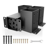 AOSTD 4x4 Post Base-Inner Size 3.5x3.5 Inch Wood Fence Post Brackets-13 Gauge Heavy Duty Steel Rust-Proof Black Powder-Coated Railing Post Brackets for Support Deck, Pergola(4 Pcs)
