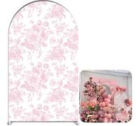 AOSTO Blush Pink Floral Arch Backdrop, Vintage Rose Pattern Party Background for Wedding, Bridal Shower, Baby Shower, Girls' Birthday Party Decorations, Photo Booth Prop (Pink Blossom,6x2.6ft)