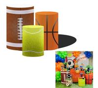 AOSTO Sport Party Decorative Cylinder Display Pedestal Covers, Set of 3, Basketball Football Tennis Baseball, Stretchy Spandex Tablecloth (2748-47-41,Large-Set of 3)