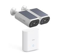 aosu 2K Security Camera Outdoor Wireless, 2 Cam-Kit with aosuBase, No Monthly Fee with Integrated Solar Panel, Forever Power, No Blind Spot Home Security, 32GB Local Recording [Energy Class