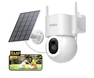 aosu 3K/5MP WiFi Security Cameras Outdoor Wireless, 2 in 1 Solar Outdoor, Home Surveillance Camera 360° Pan＆Tilt, 400-Lumen Floodlight, AI Human Vehicle Pet Detection, Colour Night Vision