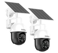 aosu 3K Security Camera Outdoor Wireless, 360° Panoramic PTZ, 5MP WiFi Cameras Battery for Home Surveillance with Portable Solar Panel, Auto Tracking Human/Vehicle, Alerts, Color Night Vision 2 Packs
