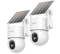 aosu 3K Security Cameras Outdoor Wireless, 5MP 2 in 1 Solar Security Camera, 360° Pan＆Tilt, 400-Lumen Floodlight, Color Night Vision, Auto Tracking, AI Human Vehicle Pet Detection 2 Pcs