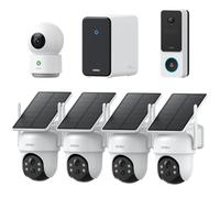 aosu 3K Solar Security Camea Outdoor Wireless Kit with 2K Video Doorbell & Indoor Camera, 360° Protection, AI Alerts, Cross-Camera Tracking, Color Night Vision, Expandable to 16TB Local Storage, IP65