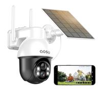 AOSU Solar Security Camera Wireless Outdoor with Panoramic PTZ, Human Auto Tracking, 2K Night Vision, Light and Sound Alarm, 2-Way Audio, Compatible with Alexa/Google Assistant