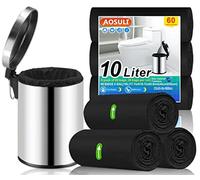 AOSULI 10 Liter Small Bin Bags, Black Pedal Bin Liners, Bathroom, 60 Count