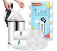 AOSULI 108Count 10L Small Bin Bags with Tie Handles, Bathroom Pedal Bin Liners Clear and White Trash/Garbage Bags for Office and Paper Waste…