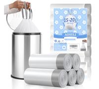 AOSULI 15L-20L Bin Bags White Waste Paper Bin Liners Pedal Tie Handles Drawstring Garbage bags Small Rubbish Bags for Bthroom,Kitchen,Office,60Counts
