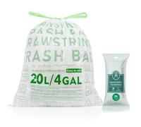 AOSULI 20L Bin Liners Drawstring Leak-Proof White Strong Rubbish Bags for Kitchen Office,Bathroom Bin Bags with Secure Reinforced Handles 30 Liners