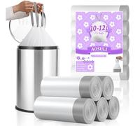 AOSULI Pedal Bin Liners 10L-12L Bin Bags Small Rubbish Bags Tie Handles Trash Bags 75 Counts White Plastic Drawstring Garbage Bags for Bathroom,Toilet,Office,Bedroom,fit 7L,8L,9L,15L Waste Bin