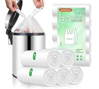 AOSULI Small Bin Liners 3L-5Liter with Tie Handles Bathroom Bin Bags, Mini Pedal Trash Bags,120 Clear and White Liners…