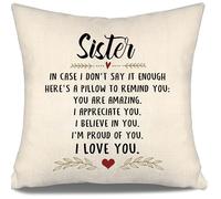 Aosumin Sister Gift In Case I Don't Say It Enough Here's A Pillow To Remind You You Are Amazing Reminder Cushion Cover for Sister Graduation Birthday (sister)