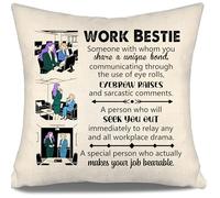 Aosumin Work Bestie Cushion Cover for Woman Girl Funny Birthday Gifts for Best Friends Colleagues New Job Leaving Gift From Colleagues to Friends Gifts (work bestie)