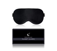 Aosun Silk Sleep Mask, 22-Momme 100% Pure Mulberry Silk Light-Blocking Eye Mask with Adjustable Strap, Hypoallergenic, Gifts for Women and Men (Black)