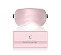 Aosun Silk Sleep Mask, Eye Mask, 22Momme 100 Percent Pure Mulberry Silk Blackout Anti-Allergy Natural Silk Eye Mask with Adjustable Headband, Suitable for Men and Women（Pink）