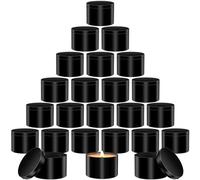 AOSWELE 24 PCS Candle Tins 8 OZ Bulk, Matte Black Candle Tins with Lids, Premium Empty Candle Jars, Small Container Tin Can for Candle Making, Sl andle Vessel DIY Candle Making Supplies Kit