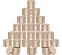 AOSWELE 24 PCS Gold Candle Tins 8 OZ Bulk, Premium Empty Candle Tin Jars 8OZ, Matte Candle Tin Container, Candle Tin Can, Sleek Candle Vessel for DIY Candle Making Supplies Kit