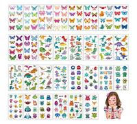 AOT Temporary Tattoos for Kids, 30 Sheets Waterproof Cartoon Cute Fake Tattoos, Dinosaur Monster Butterfly Tattoo Sticker for Boy Girl Birthday Present Party Favors Supplies
