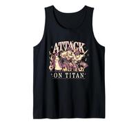 AOT Varsity Style Logo with Characters and Flames Anime Tank Top